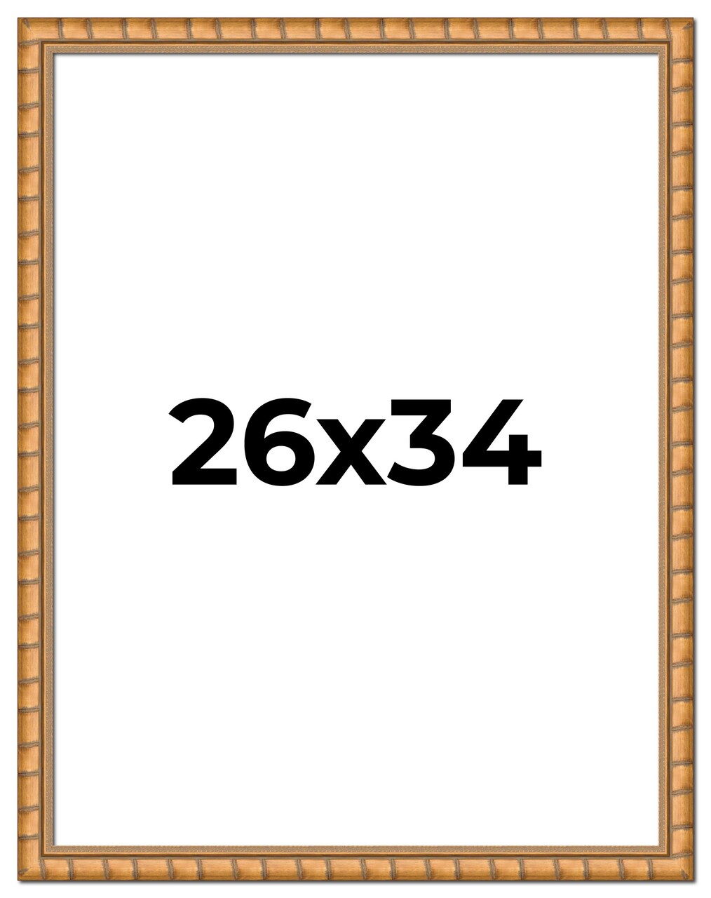 26x34 Gold Modern Bamboo Picture Frame - UV Acrylic, Foam Board Backing, Hanging Hardware